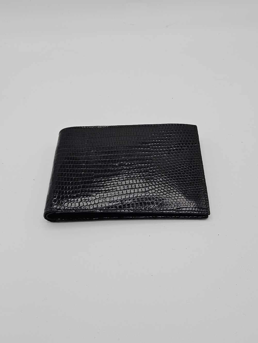 Carlo Amboldi black genuine lizard bifold wallet